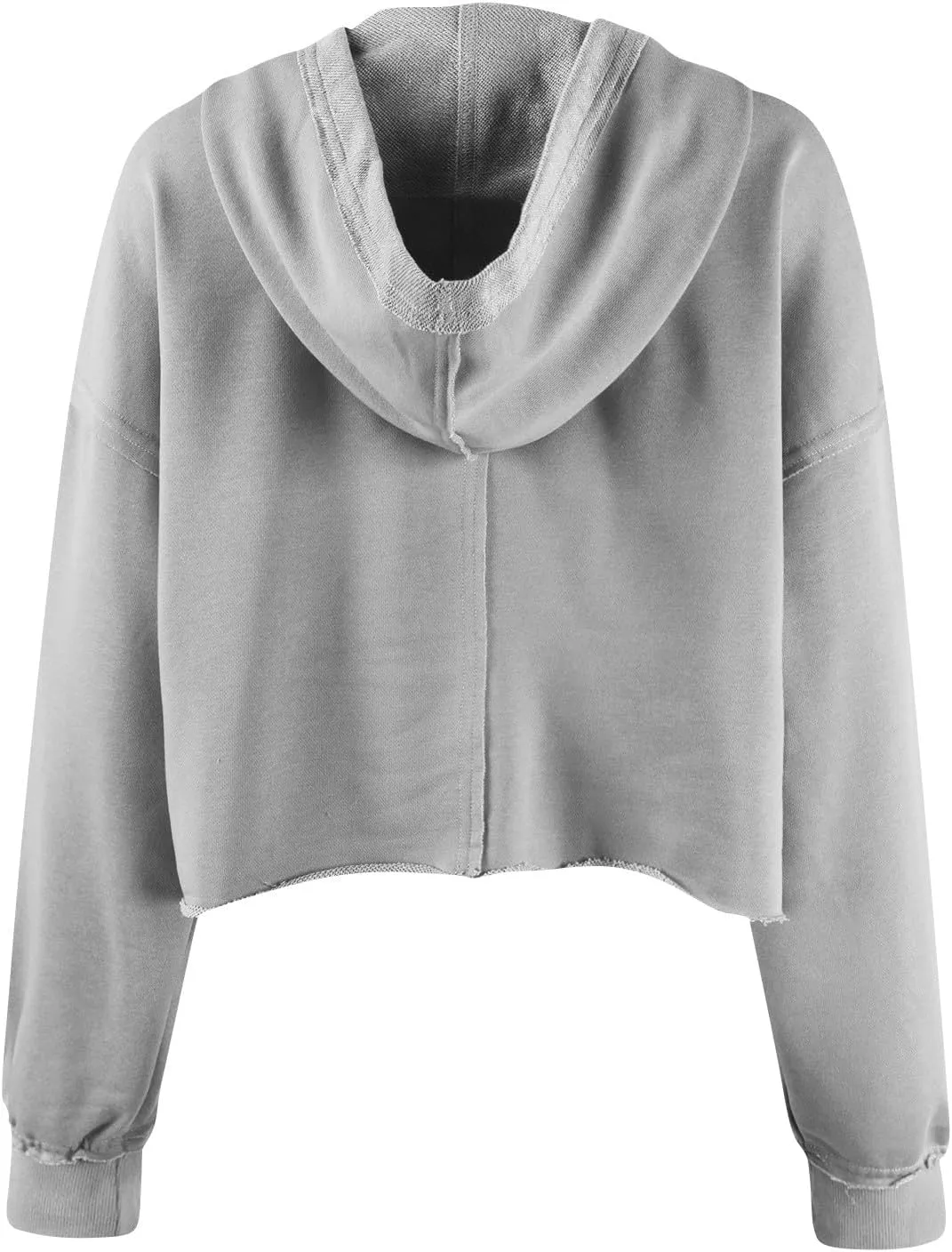 Womens Cropped Hoodies Long Sleeves V Neck Loose Casual Hooded Sweatshirts 2024 Fall Fashion Clothes