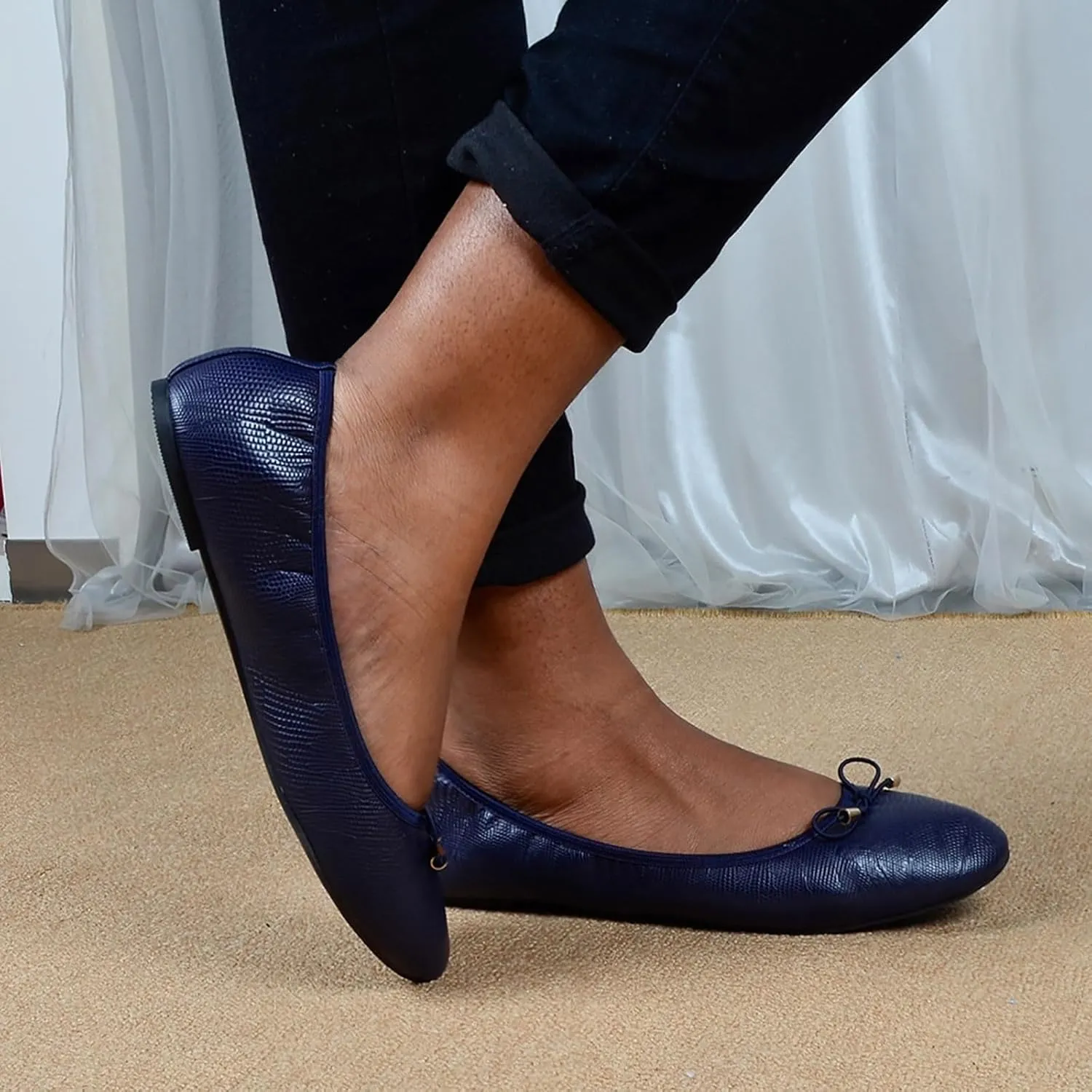 Women's Foldable Flats Shoes Round Toe Ballet Flats Bowknot Comfortable Slip on Dress Shoes Non Slip Casual Footwear