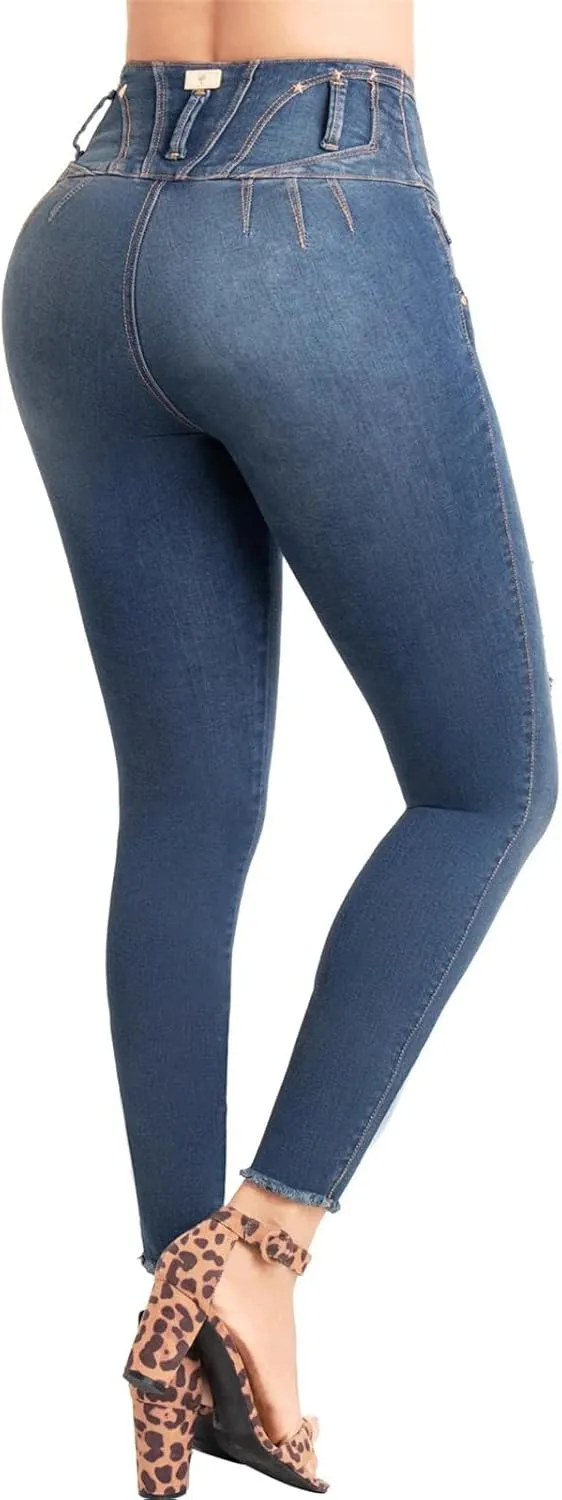 Women's High Waist Body Shaping Jeans Flat Tummy Control Leggings Stretch Slimming Skinny Denim Pants