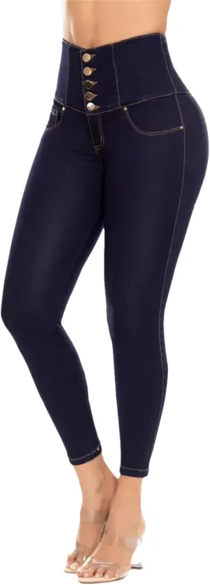 Women's High Waist Body Shaping Jeans Flat Tummy Control Leggings Stretch Slimming Skinny Denim Pants