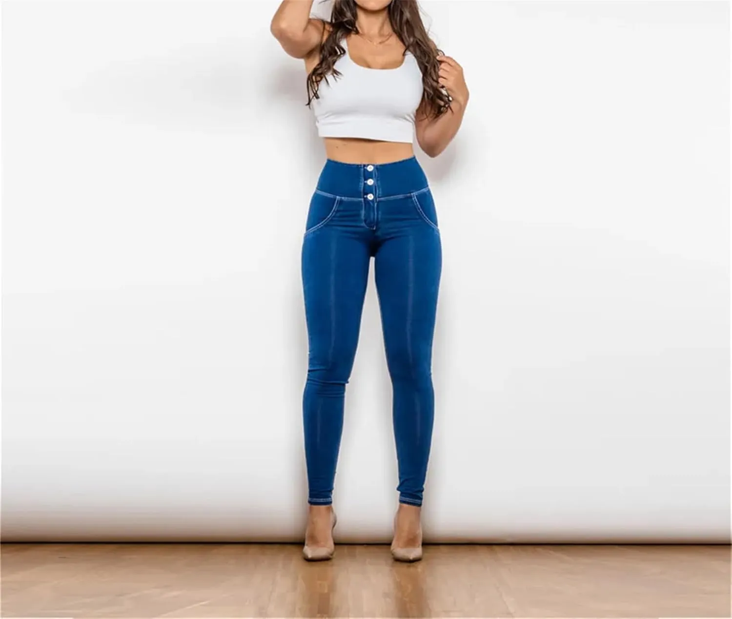 Women's High Waisted Stretchy Butt Lifting Skinny Jeans Comfort Yoga Pencil Denim Pants Streetwear
