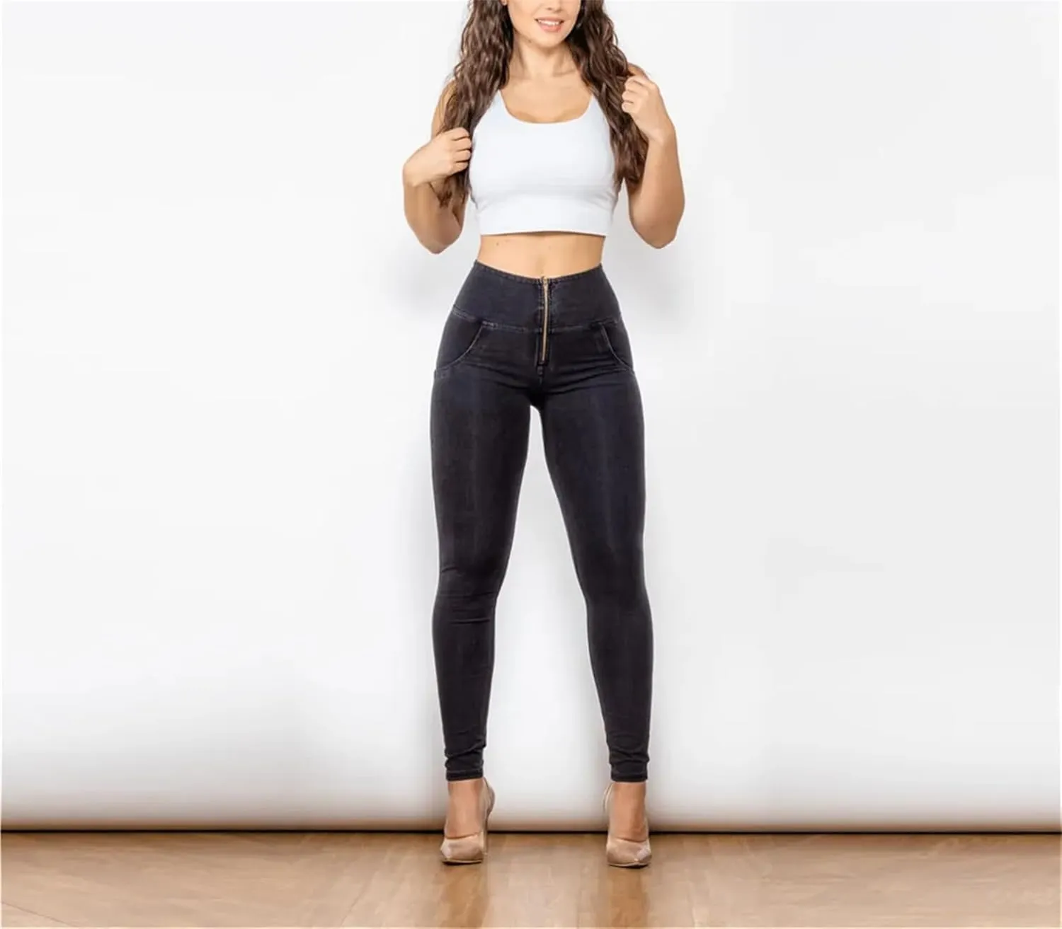 Women's High Waisted Stretchy Butt Lifting Skinny Jeans Comfort Yoga Pencil Denim Pants Streetwear