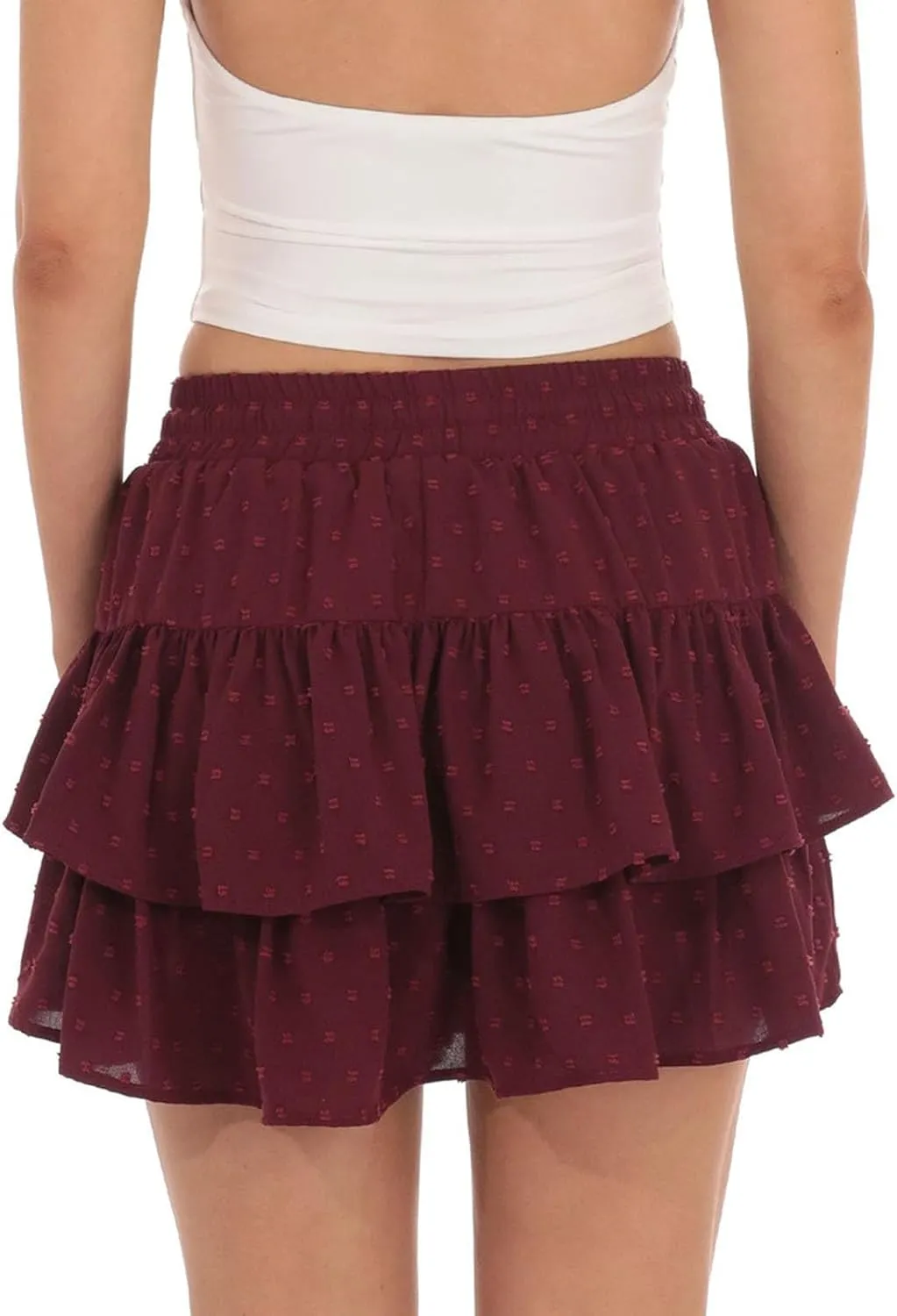 Womens Pleated High Waisted Mini Skirt Drawstring Ruffle Tiered Summer Athletic Golf Casual Fashion Flowy Skirts