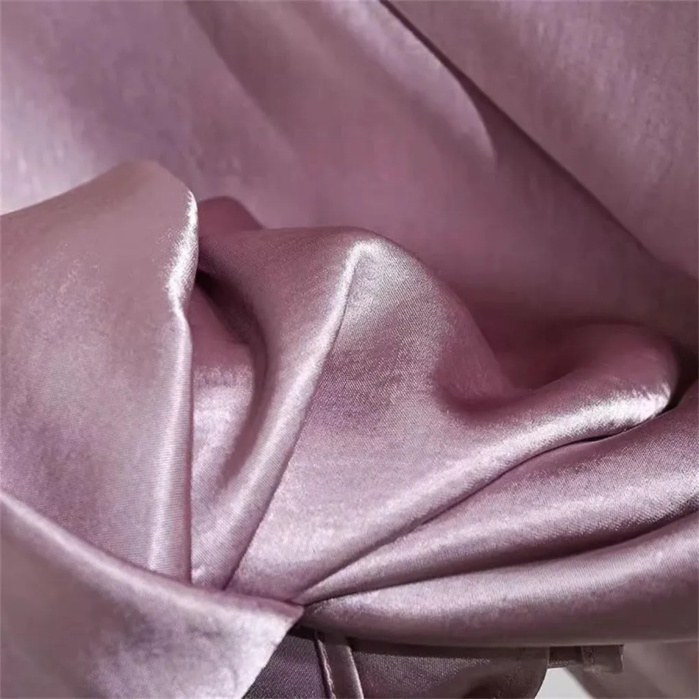 Women's Satin Fishtail Skirt Splicing A-Line Office Lady Long Skirt