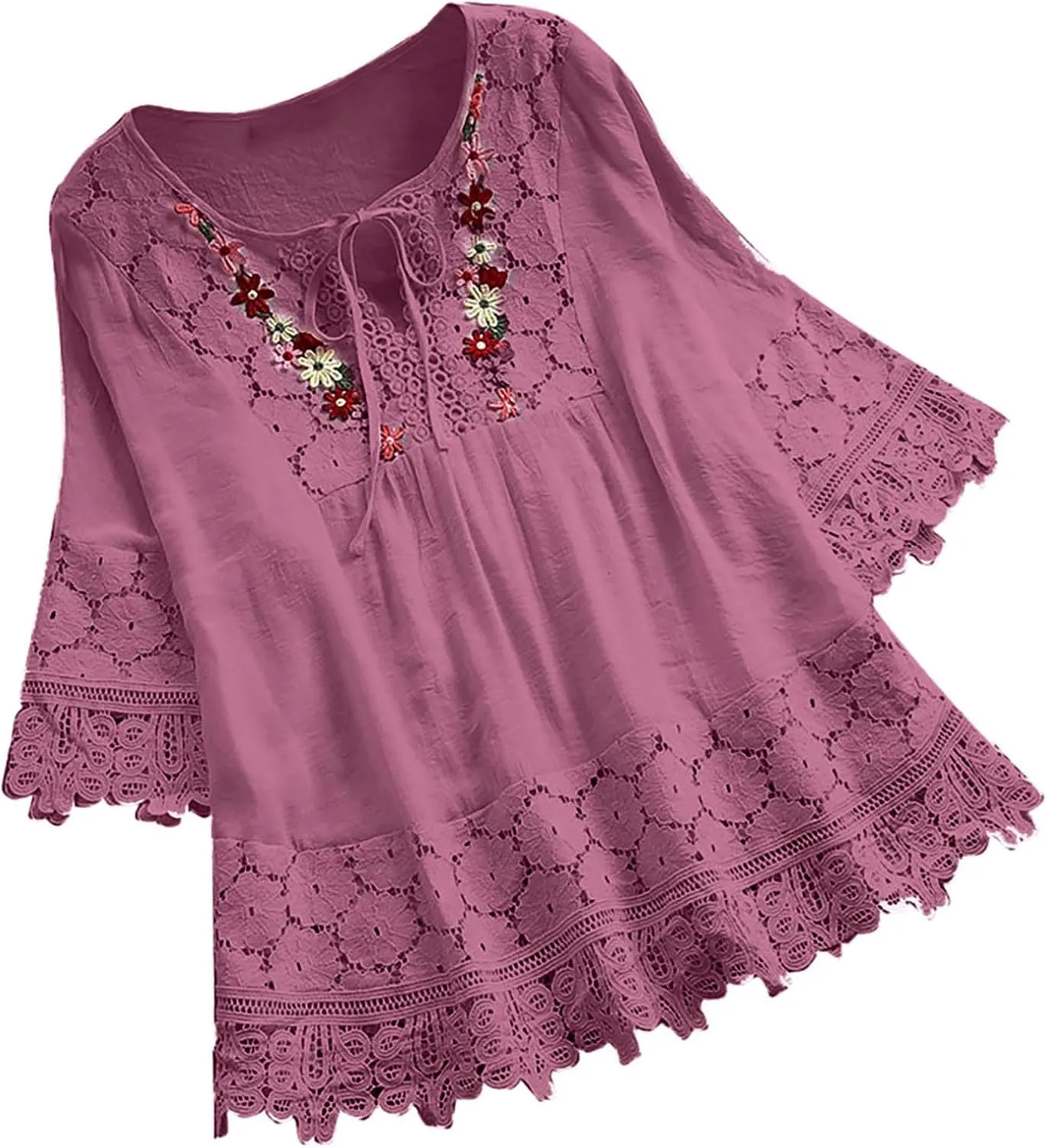 Womens Shirts Fashion See Through V Neck Bandage Short Sleeve Lace Patchwork Tops Vintage Aesthetic Clothing Tee Blouse