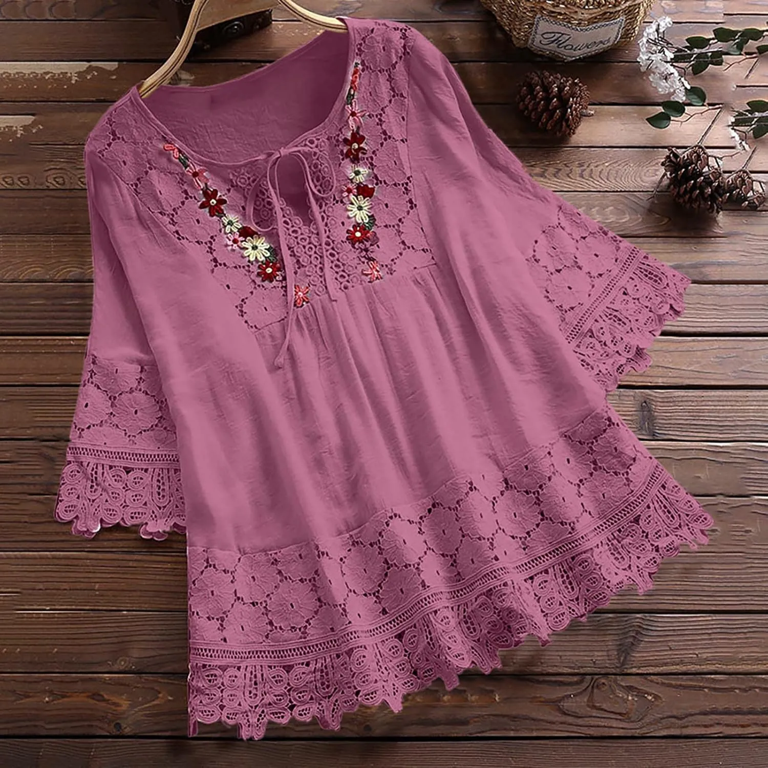 Womens Shirts Fashion See Through V Neck Bandage Short Sleeve Lace Patchwork Tops Vintage Aesthetic Clothing Tee Blouse