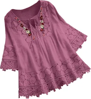 Womens Shirts Fashion See Through V Neck Bandage Short Sleeve Lace Patchwork Tops Vintage Aesthetic Clothing Tee Blouse