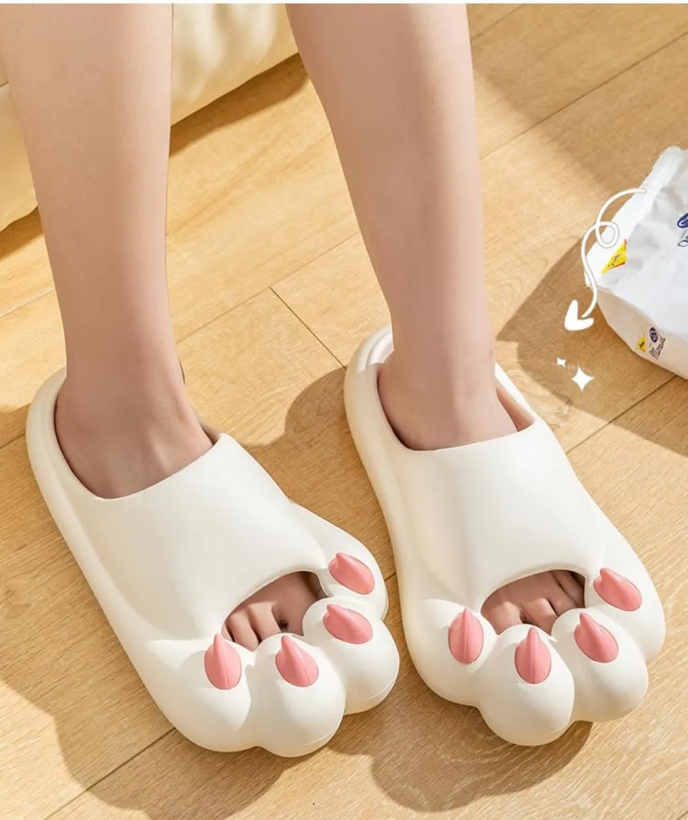 Women's Slippers Cute Simulated Cat Kitten Animal Claw Monster Girl's Thick Soles Indoor Outdoor Slippers