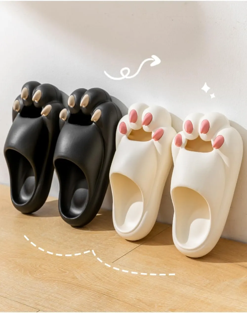 Women's Slippers Cute Simulated Cat Kitten Animal Claw Monster Girl's Thick Soles Indoor Outdoor Slippers