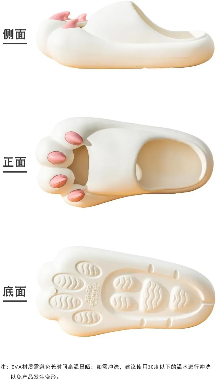 Women's Slippers Cute Simulated Cat Kitten Animal Claw Monster Girl's Thick Soles Indoor Outdoor Slippers
