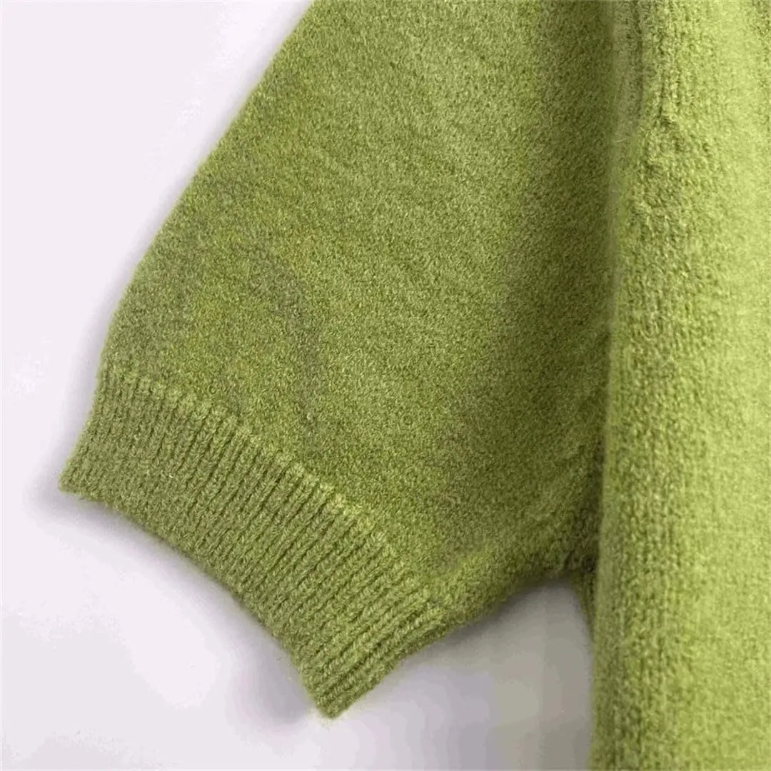 Women's Soft Short Sleeve Knitted Shirt Round Neck Solid Color Pullover
