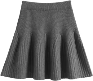 Women's Solid Color Pleated Knit Skirt Stretch High Waist Solid Color Office Mini Skirts