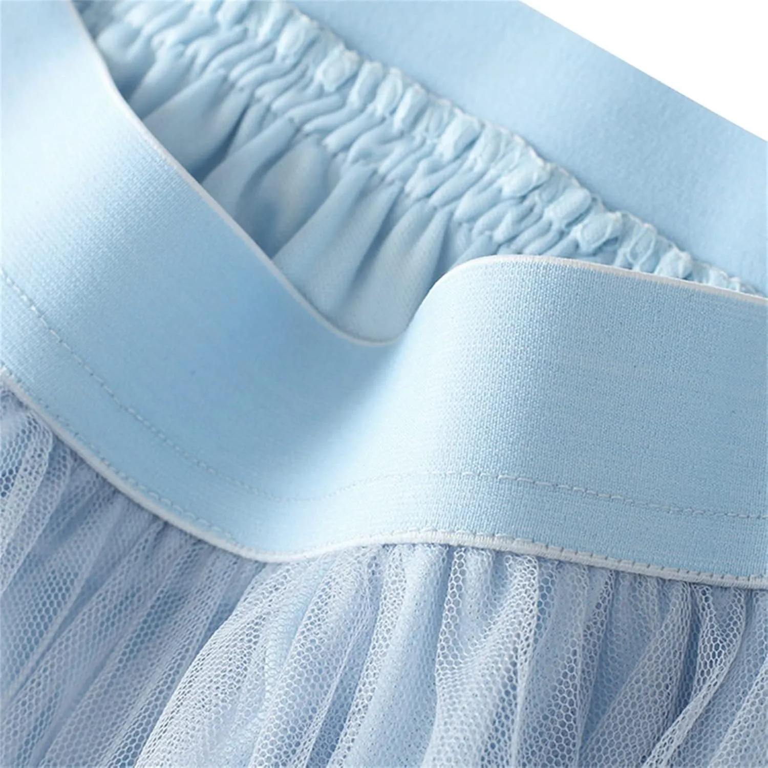 Women's Tulle Skirt Asymmetrical Pleated Elastic High Waist Layered Tutu Skirt Casual Cocktail Party A-Line Mesh Midi Skirt