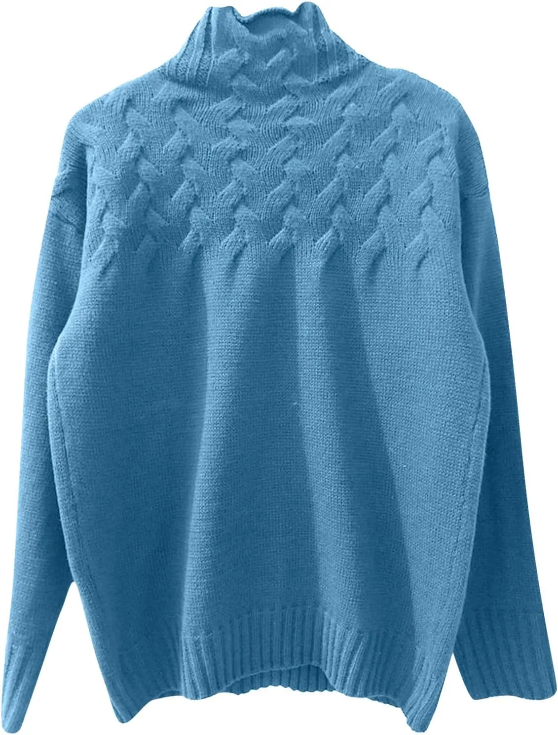 Womens Turtleneck Sweater Trendy Cowl Neck Long Sleeve Warm Cable Knitted Sweaters Shirt Soft Cozy Pullover Tops