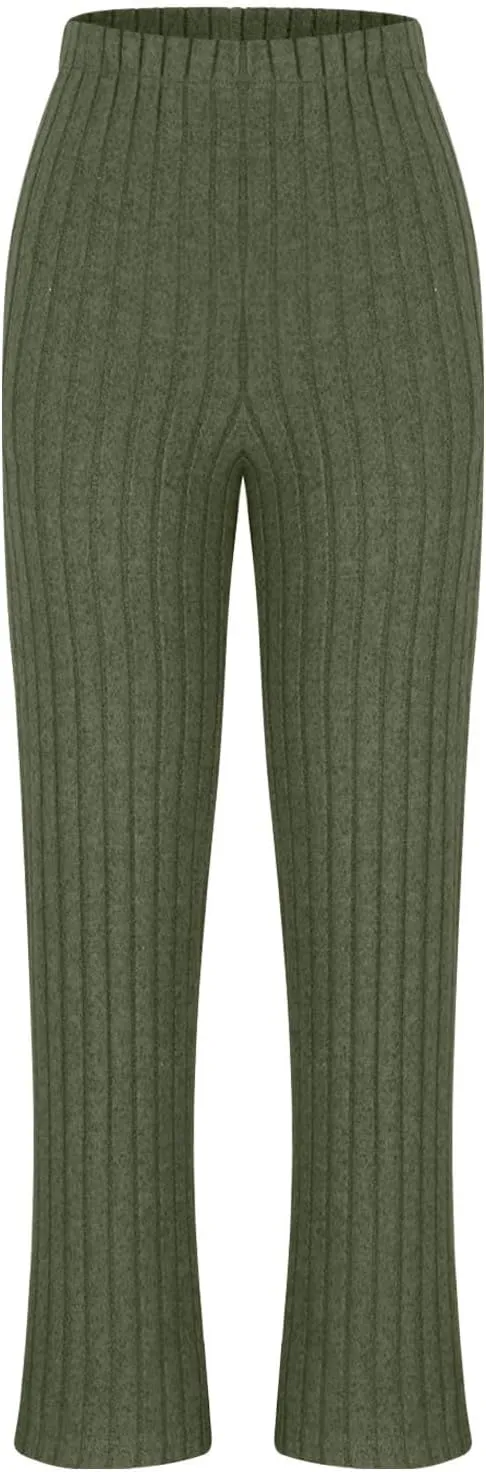 Womens Two Piece Sets V Neck Knit Sweater Sets Long Sleeve Pullover Tops and Wide Leg Pant Tracksuit Lounge Set