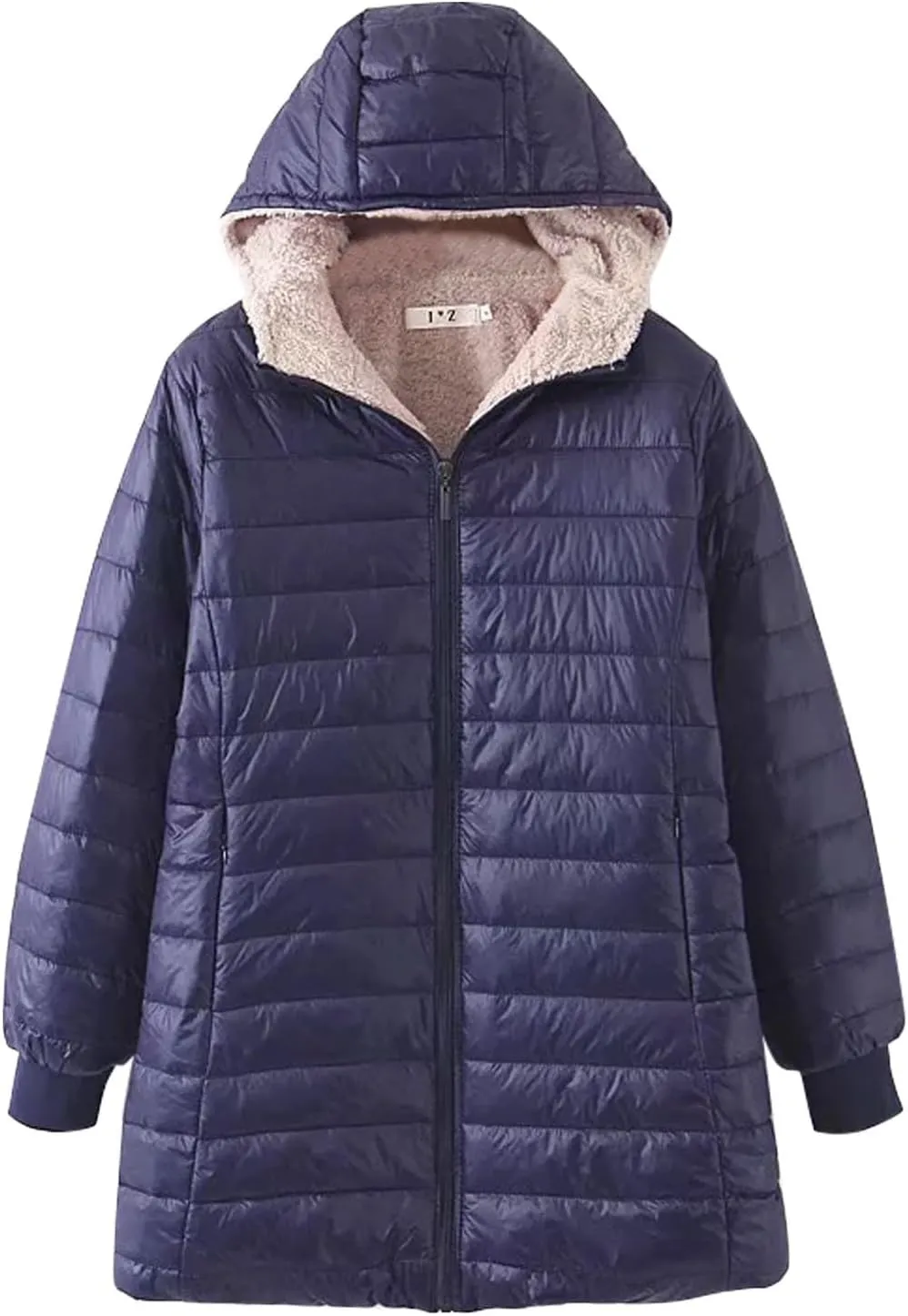 Women's Winter Down Jacket Solid Thicken Hooded Puffer Long Sleeve Jackets Warm Quilted Coats Trendy Outfits