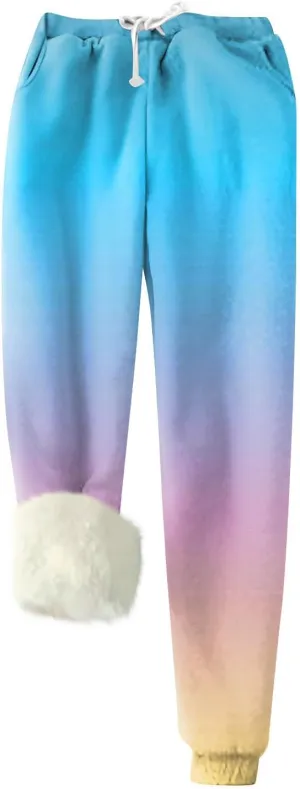Womens Winter Warm Fleece Pants Sherpa Lined Sweatpants Jogger Outdoor Athletic Active Lounge Pants