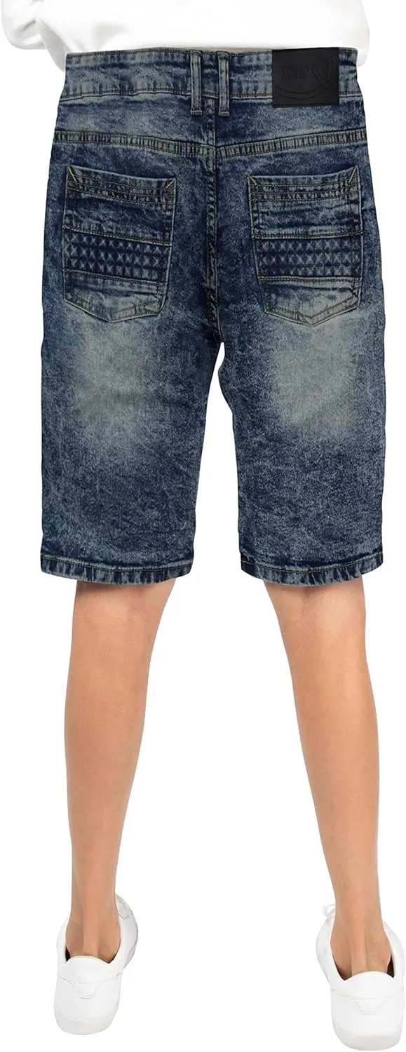 X RAY Boys Stretch Denim Shorts (Size 4-20), Big Boys & Little Kids Moto Biker Fashion Rips Distressed Shorts,