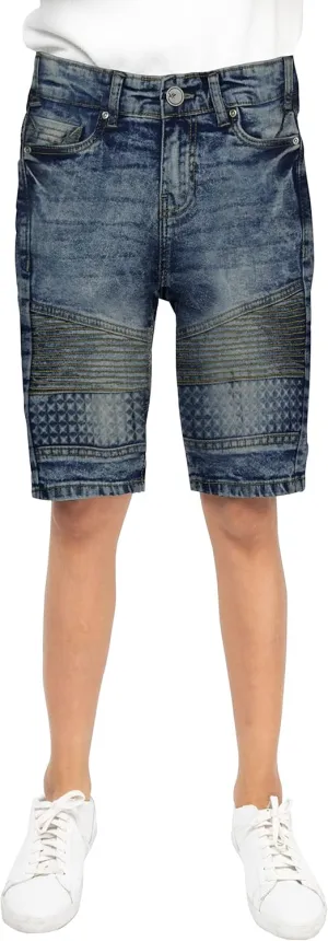 X RAY Boys Stretch Denim Shorts (Size 4-20), Big Boys & Little Kids Moto Biker Fashion Rips Distressed Shorts,