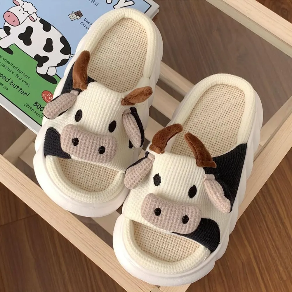 Xehuro Fuzzy Slippers Women Kawaii Slippers for Women Kawaii House Slippers Cute Slippers for Women Indoor Mute Linen Slippers for Winter Autumn