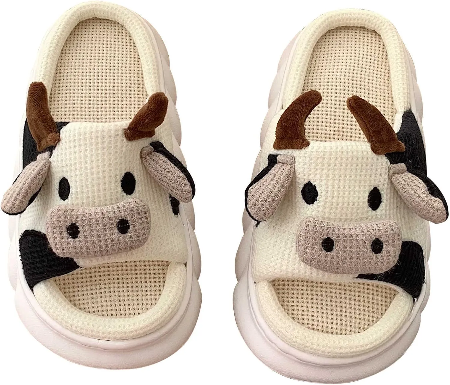 Xehuro Fuzzy Slippers Women Kawaii Slippers for Women Kawaii House Slippers Cute Slippers for Women Indoor Mute Linen Slippers for Winter Autumn