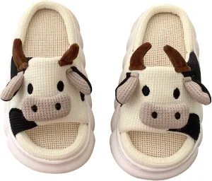 Xehuro Fuzzy Slippers Women Kawaii Slippers for Women Kawaii House Slippers Cute Slippers for Women Indoor Mute Linen Slippers for Winter Autumn