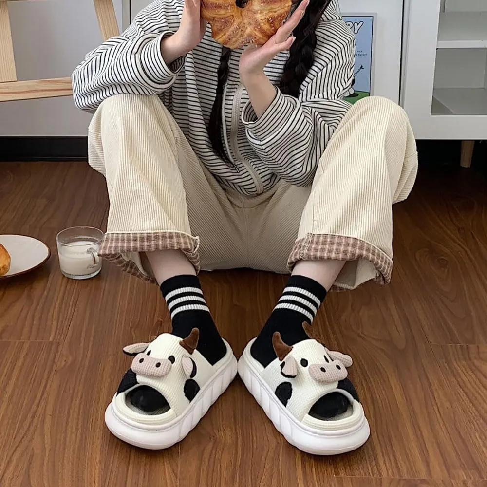 Xehuro Fuzzy Slippers Women Kawaii Slippers for Women Kawaii House Slippers Cute Slippers for Women Indoor Mute Linen Slippers for Winter Autumn