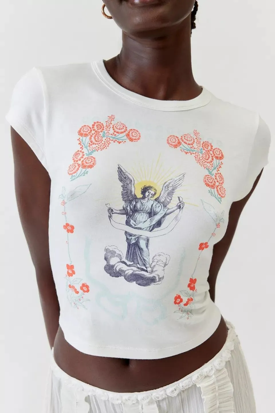 Y2k Baby Tee Women Short Sleeve Graphic Crop Top Cute Fruit Floral Teen Girl Vintage Aesthetic Slim Cropped T Shirt