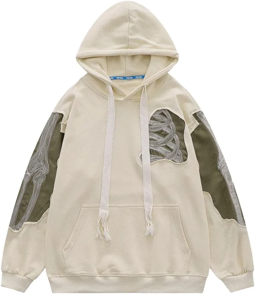 YEOU Y2K Oversized Zip Up Skeleton Hoodie Streetwear Graphic Hoodies Vintage Hooded Sweatshirts