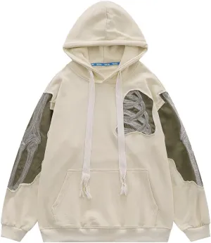 YEOU Y2K Oversized Zip Up Skeleton Hoodie Streetwear Graphic Hoodies Vintage Hooded Sweatshirts