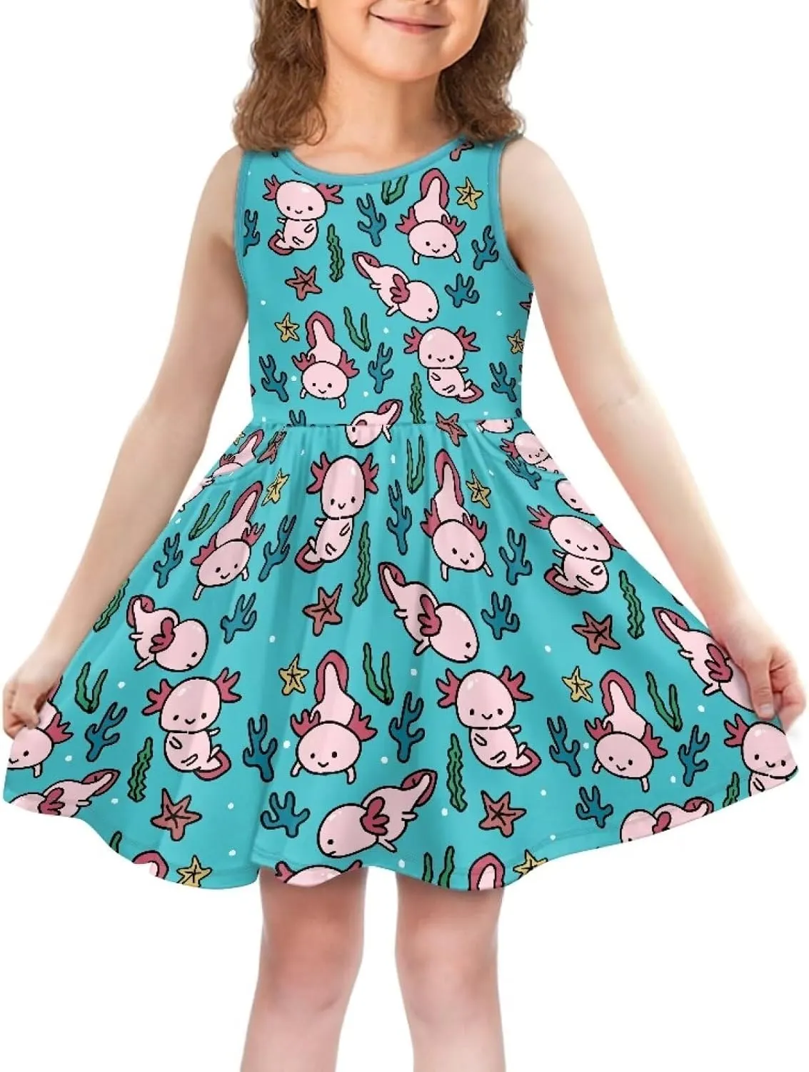 Ystardream Dress for Girls Cute Girl's Loose Casual Holiday Midi Dress