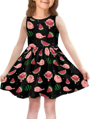 Ystardream Dress for Girls Cute Girl's Loose Casual Holiday Midi Dress