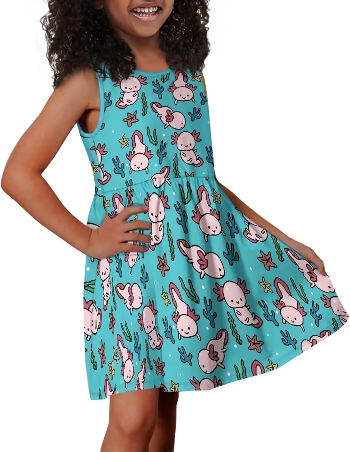 Ystardream Dress for Girls Cute Girl's Loose Casual Holiday Midi Dress