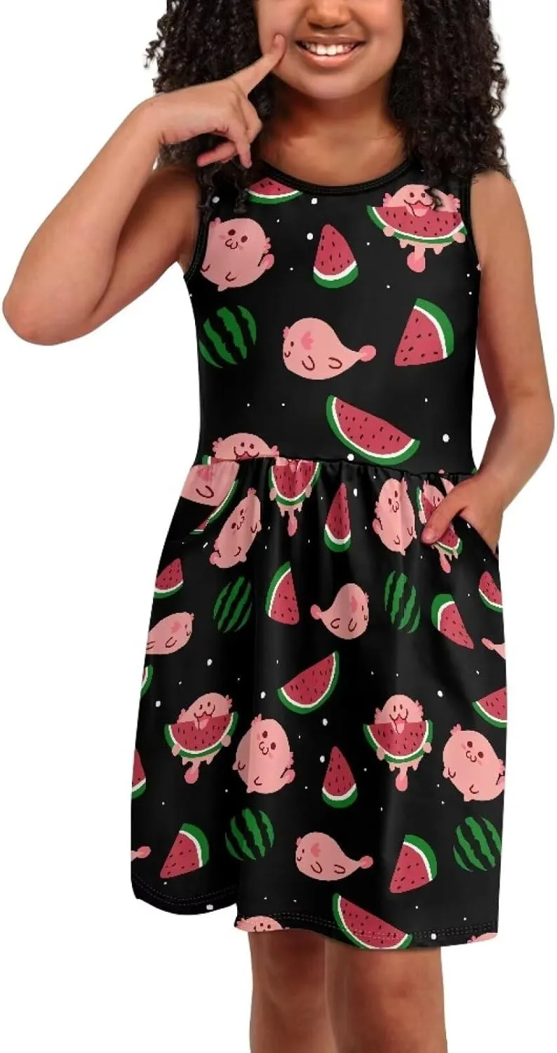 Ystardream Dress for Girls Cute Girl's Loose Casual Holiday Midi Dress