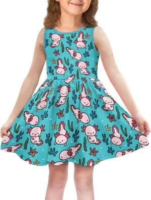Ystardream Dress for Girls Cute Girl's Loose Casual Holiday Midi Dress