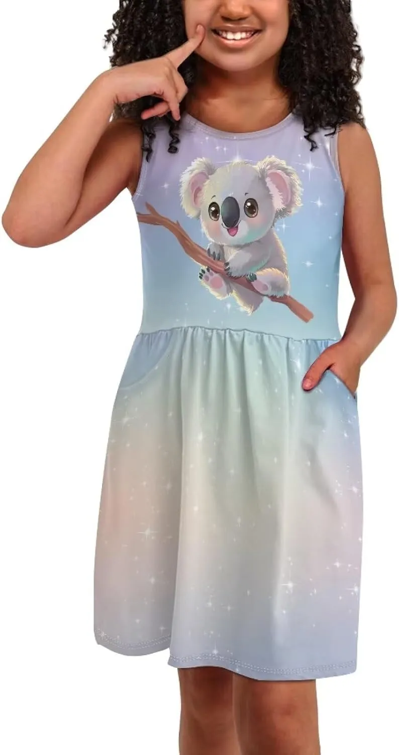 Ystardream Dress for Girls Cute Girl's Loose Casual Holiday Midi Dress