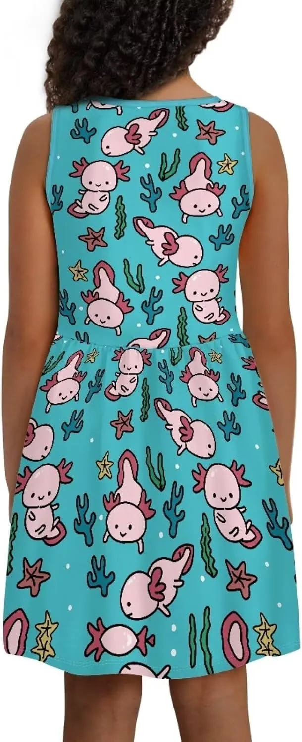 Ystardream Dress for Girls Cute Girl's Loose Casual Holiday Midi Dress