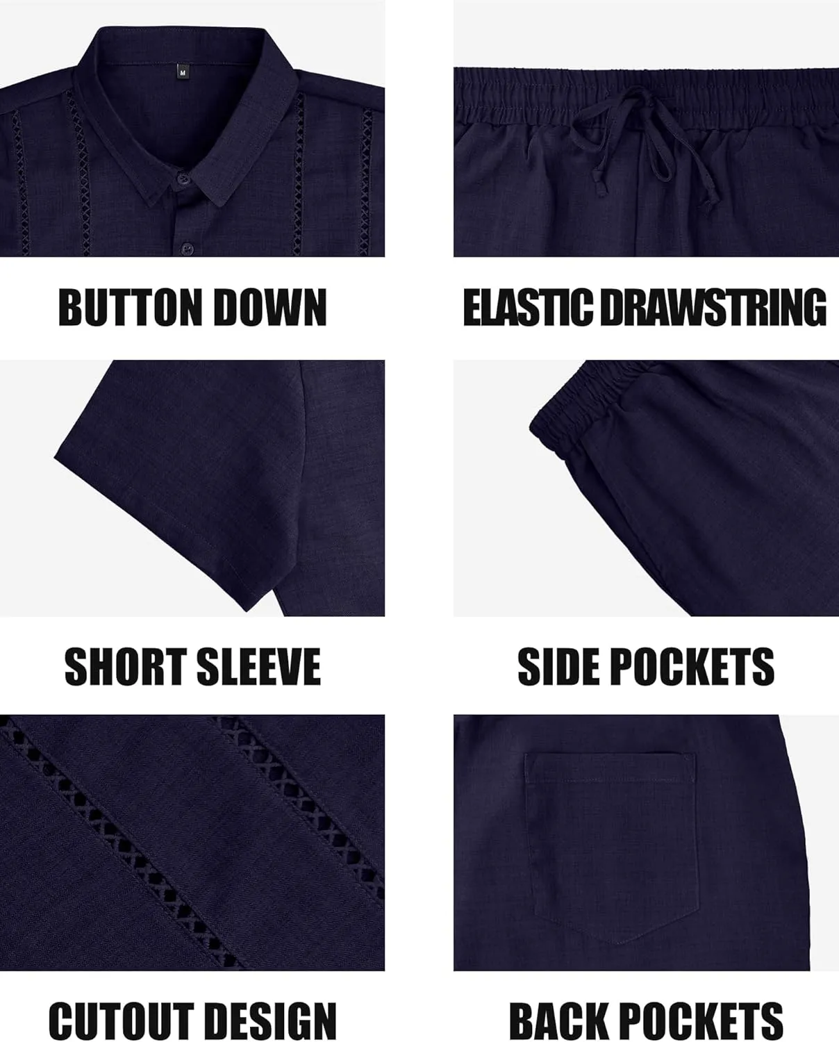YTD Men's 2 Pieces Shirt Sets Short Sleeve Casual Button Down Hippie T-Shirts Shorts Sets Summer Fashion Beach Outfits